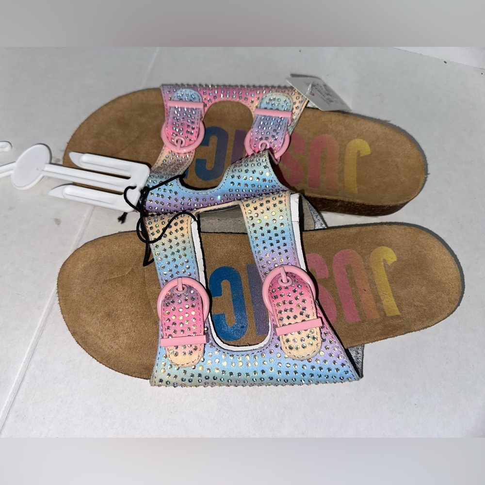 Justice Girls Slip-On Footbed Sandals Slides Multi-Color Size 6 New Tag SKU GR - Picture 3 of 6